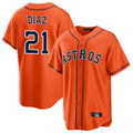 Silnrao H.Astros #21 Yainer Diaz Player Orange Home Game Stitched Jerseys