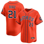 Silnrao H.Astros #21 Yainer Diaz Player Orange Home Limited Stitched Jerseys