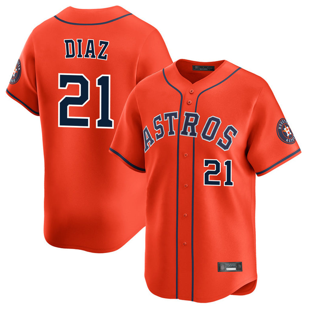 Silnrao H.Astros #21 Yainer Diaz Player Orange Home Limited Stitched Jerseys