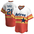 Silnrao H.Astros #21 Yainer Diaz Player Rainbow Cooperstown Collection T-shirt Stitched Jerseys
