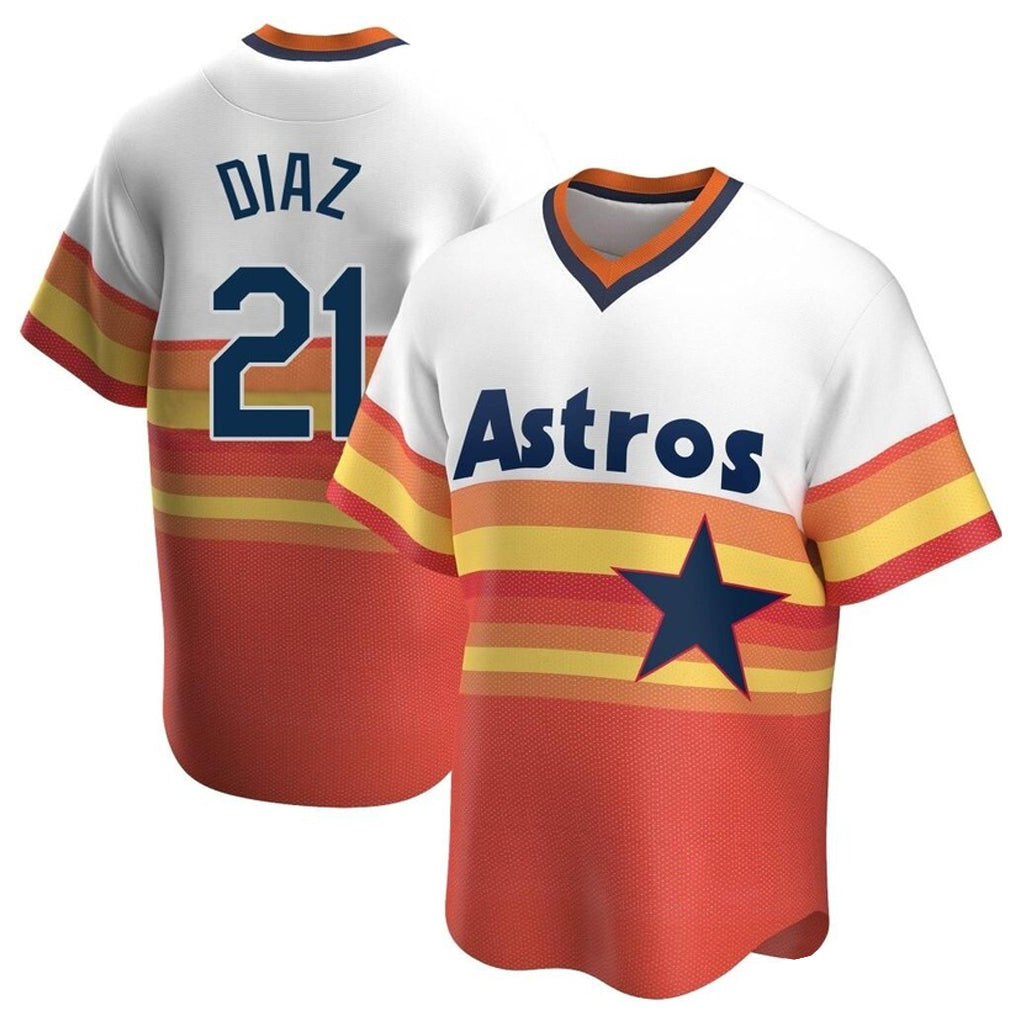 Silnrao H.Astros #21 Yainer Diaz Player Rainbow Cooperstown Collection T-shirt Stitched Jerseys