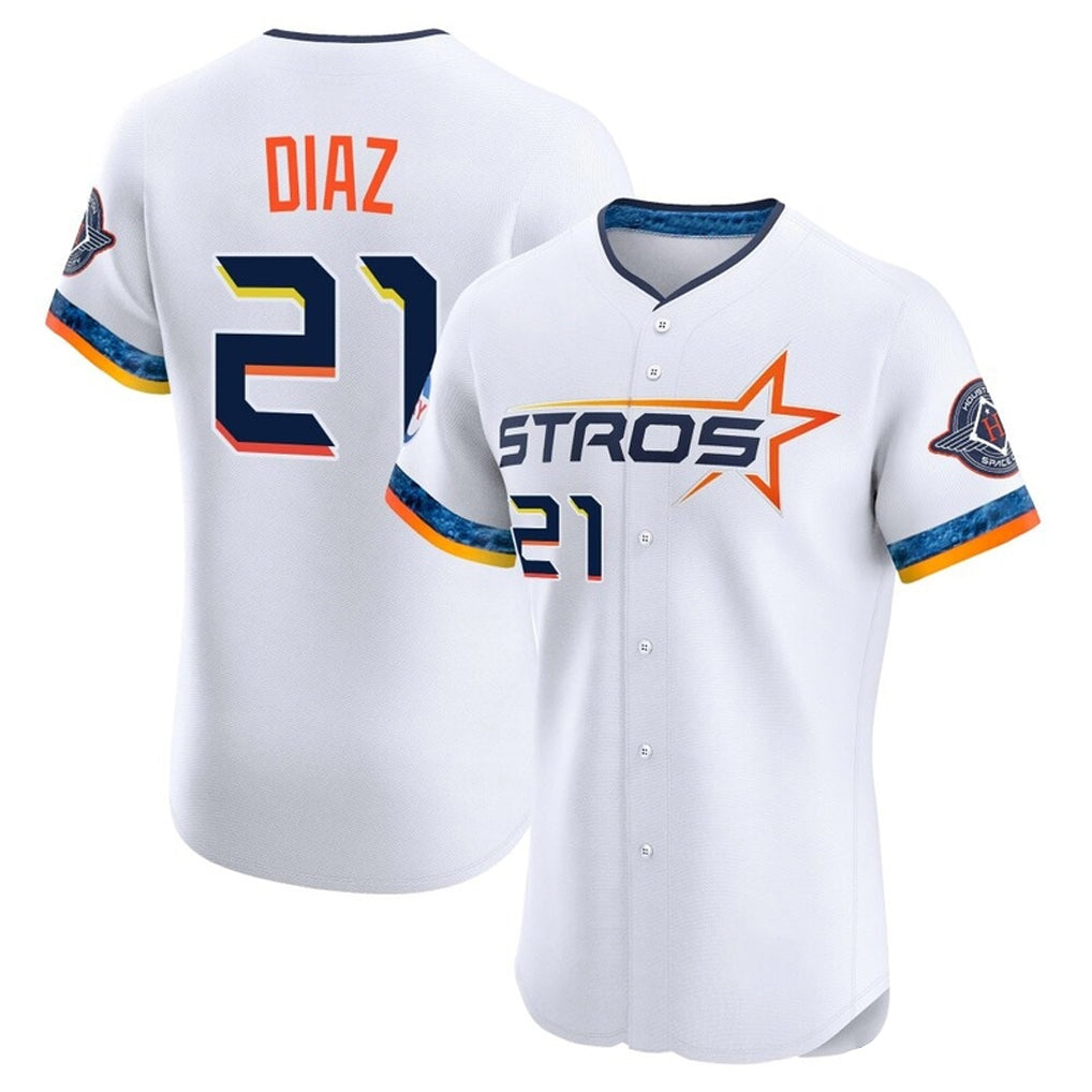 Silnrao H.Astros #21 Yainer Diaz Player White City Connect Limited Elite Home Stitched Jerseys