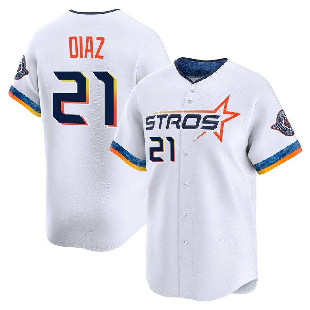 Silnrao H.Astros #21 Yainer Diaz Player White City Connect Limited Home Stitched Jerseys