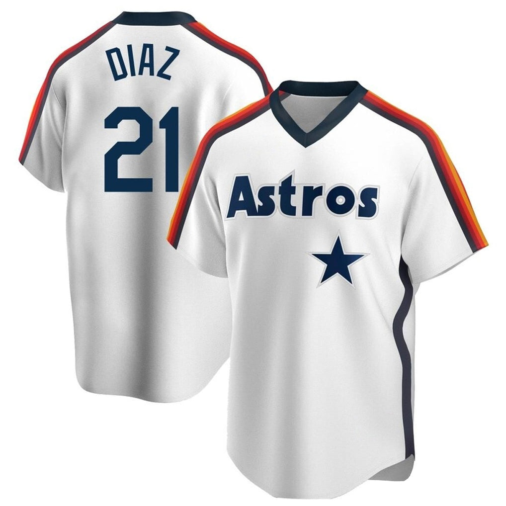 Silnrao H.Astros #21 Yainer Diaz Player White Cooperstown Collection T-shirt Stitched Jerseys