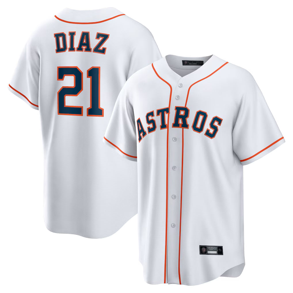 Silnrao H.Astros #21 Yainer Diaz Player White Home Game Stitched Jerseys