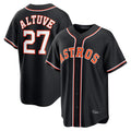 Silnrao H.Astros #27 Jose Altuve Player Black Fashion Out Home Game Stitched Jerseys