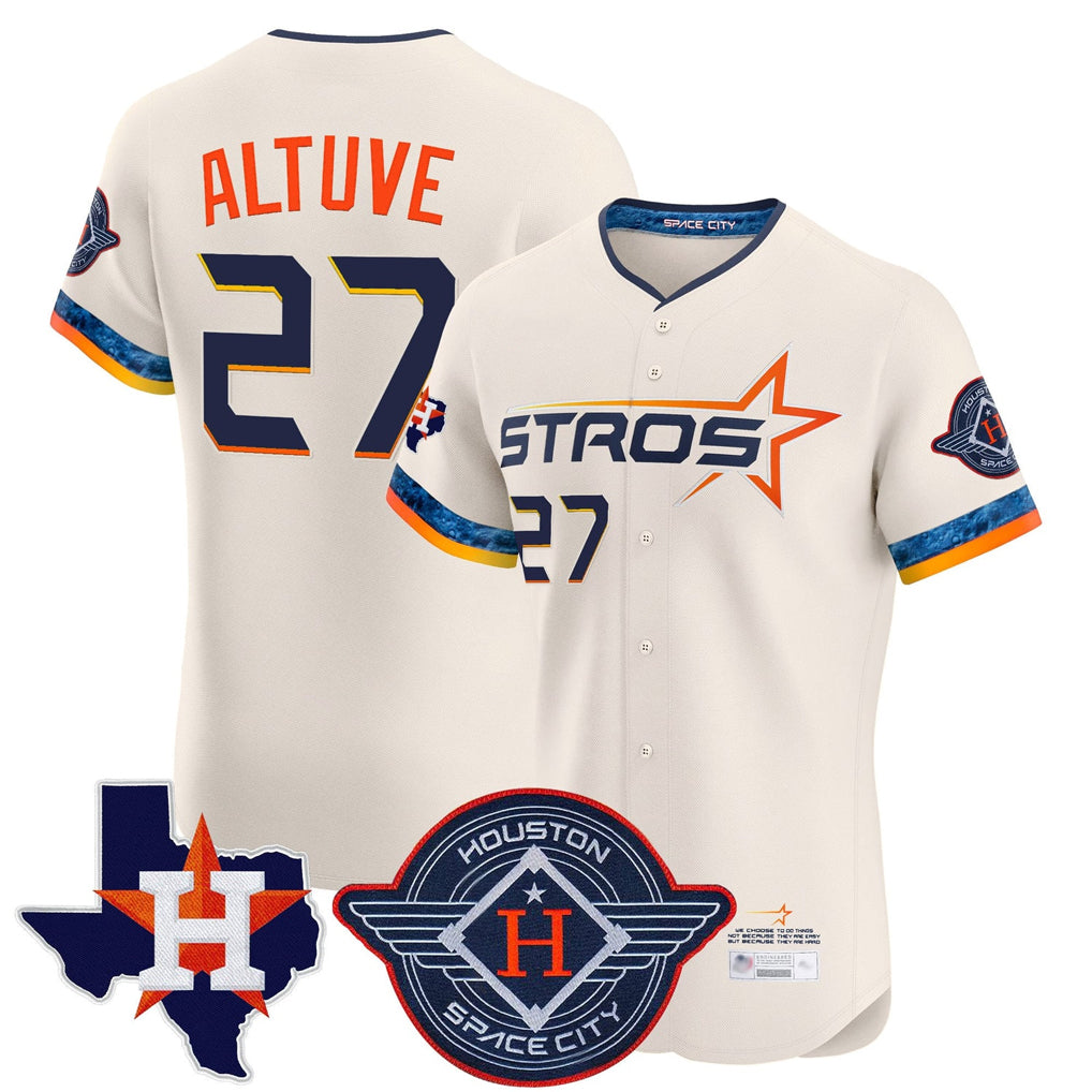 Silnrao H.Astros #27 Jose Altuve Player Cream City Connect Texas Patch Vapor Premier Limited Elite Home Stitched Jerseys