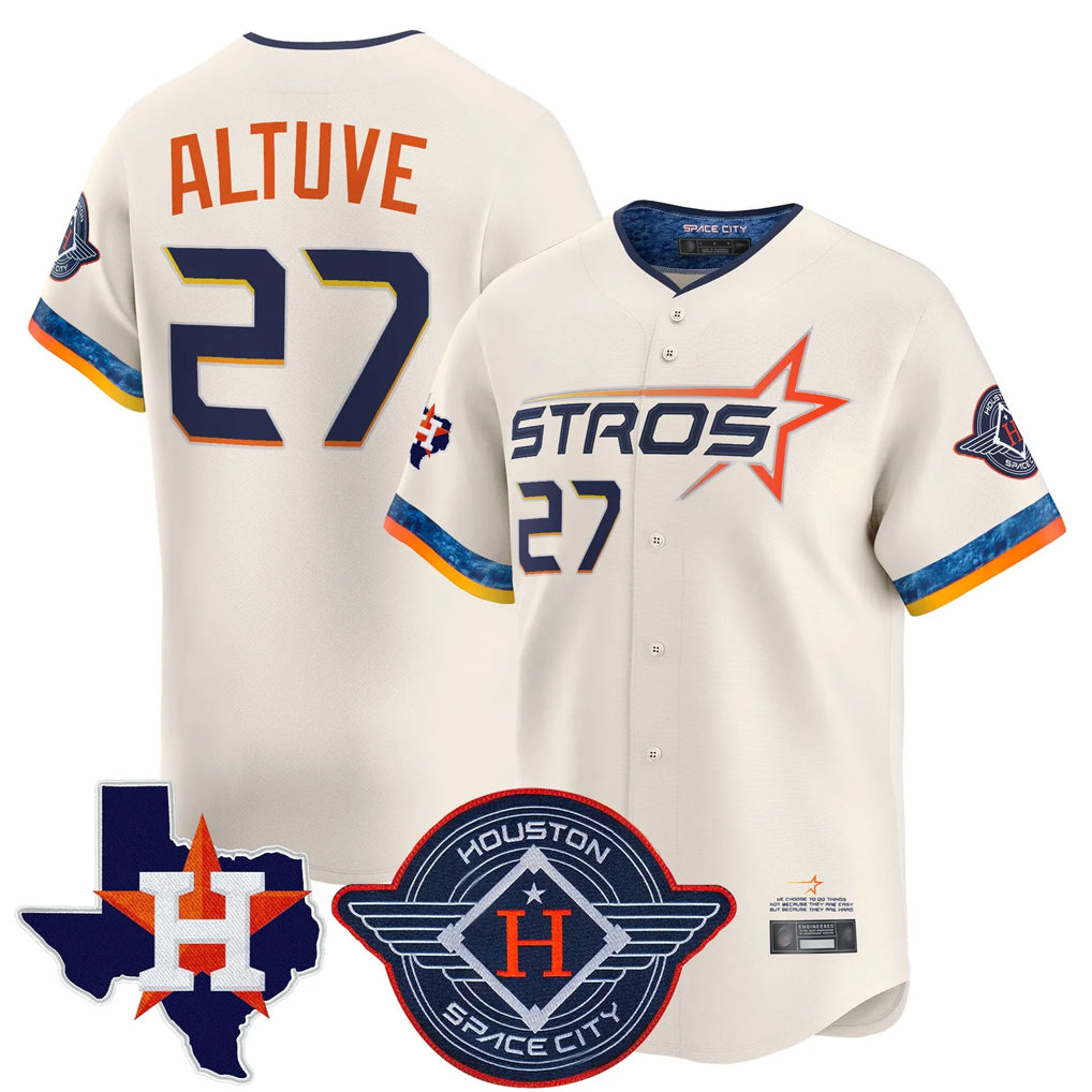Silnrao H.Astros #27 Jose Altuve Player Cream City Connect Texas Patch Vapor Premier Limited Home Stitched Jerseys