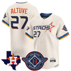 Silnrao H.Astros #27 Jose Altuve Player Cream City Connect Texas Patch Vapor Premier Limited Home Stitched Jerseys
