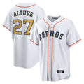 Silnrao H.Astros #27 Jose Altuve Player Gold Collection Game Home Stitched Jerseys