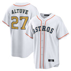 Silnrao H.Astros #27 Jose Altuve Player Gold Collection Game Home Stitched Jerseys