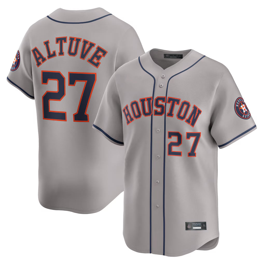 Silnrao H.Astros #27 Jose Altuve Player Gray Home Limited Stitched Jerseys