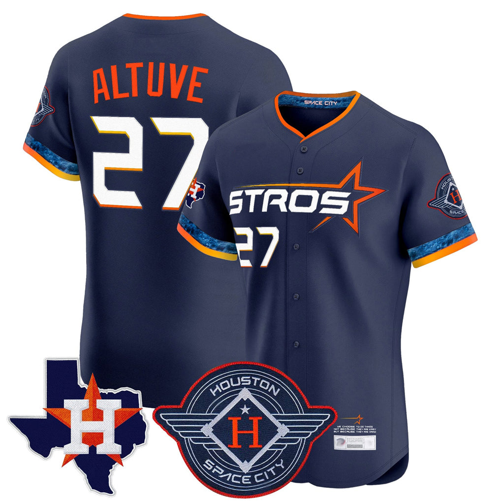Silnrao H.Astros #27 Jose Altuve Player Navy City Connect Texas Patch Vapor Premier Limited Elite Home Stitched Jerseys