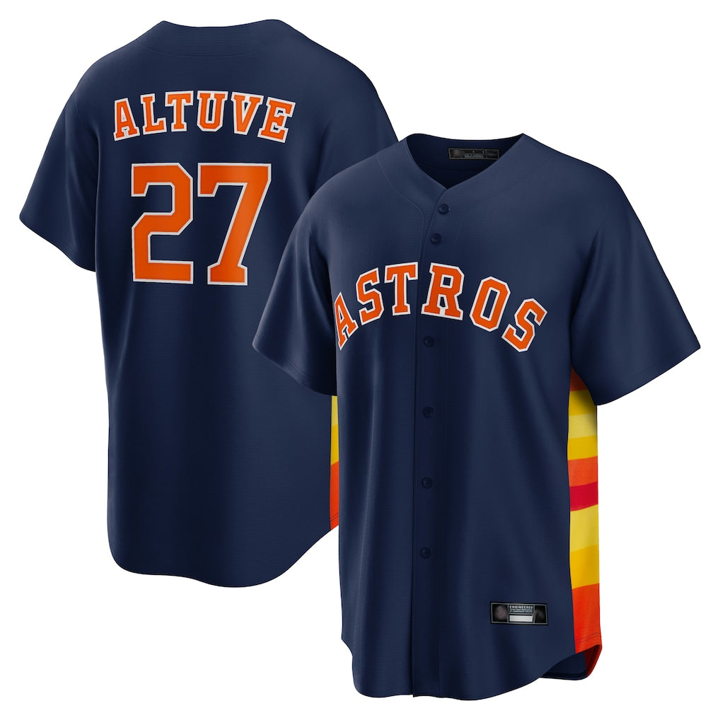Silnrao H.Astros #27 Jose Altuve Player Navy Home Game Stitched Jerseys