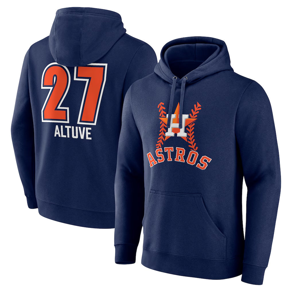 Silnrao H.Astros #27 Jose Altuve Player Navy Pullover Hoodie Stitched Jerseys