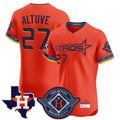 Silnrao H.Astros #27 Jose Altuve Player Orange City Connect Texas Patch Vapor Premier Limited Elite Home Stitched Jerseys