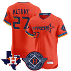 Silnrao H.Astros #27 Jose Altuve Player Orange City Connect Texas Patch Vapor Premier Limited Elite Home Stitched Jerseys