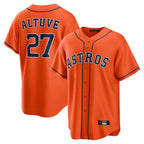 Silnrao H.Astros #27 Jose Altuve Player Orange Home Game Stitched Jerseys
