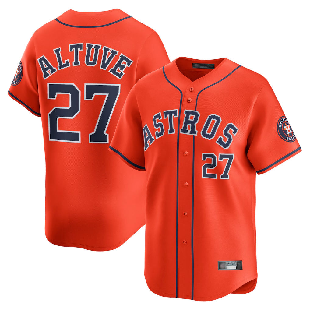 Silnrao H.Astros #27 Jose Altuve Player Orange Home Limited Stitched Jerseys