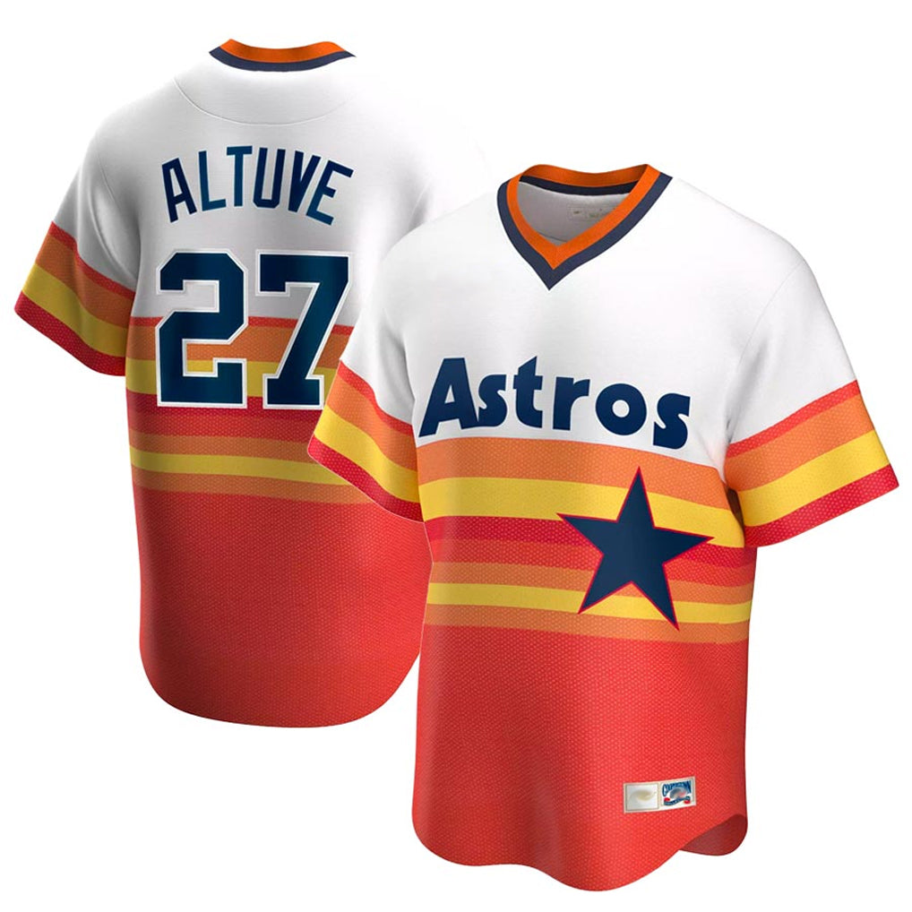 Silnrao H.Astros #27 Jose Altuve Player Rainbow Cooperstown Collection T-shirt Stitched Jerseys