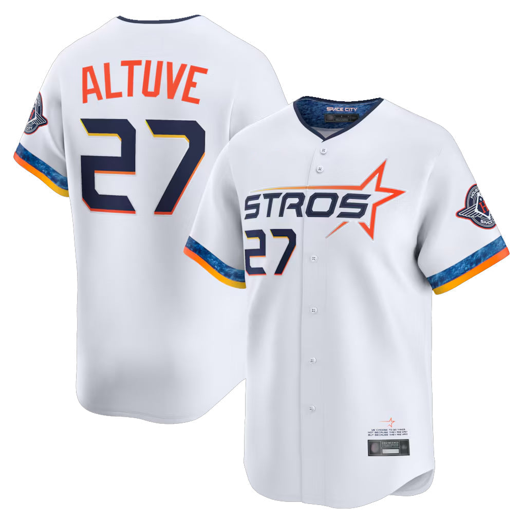 Silnrao H.Astros #27 Jose Altuve Player White City Connect Limited Home Stitched Jerseys