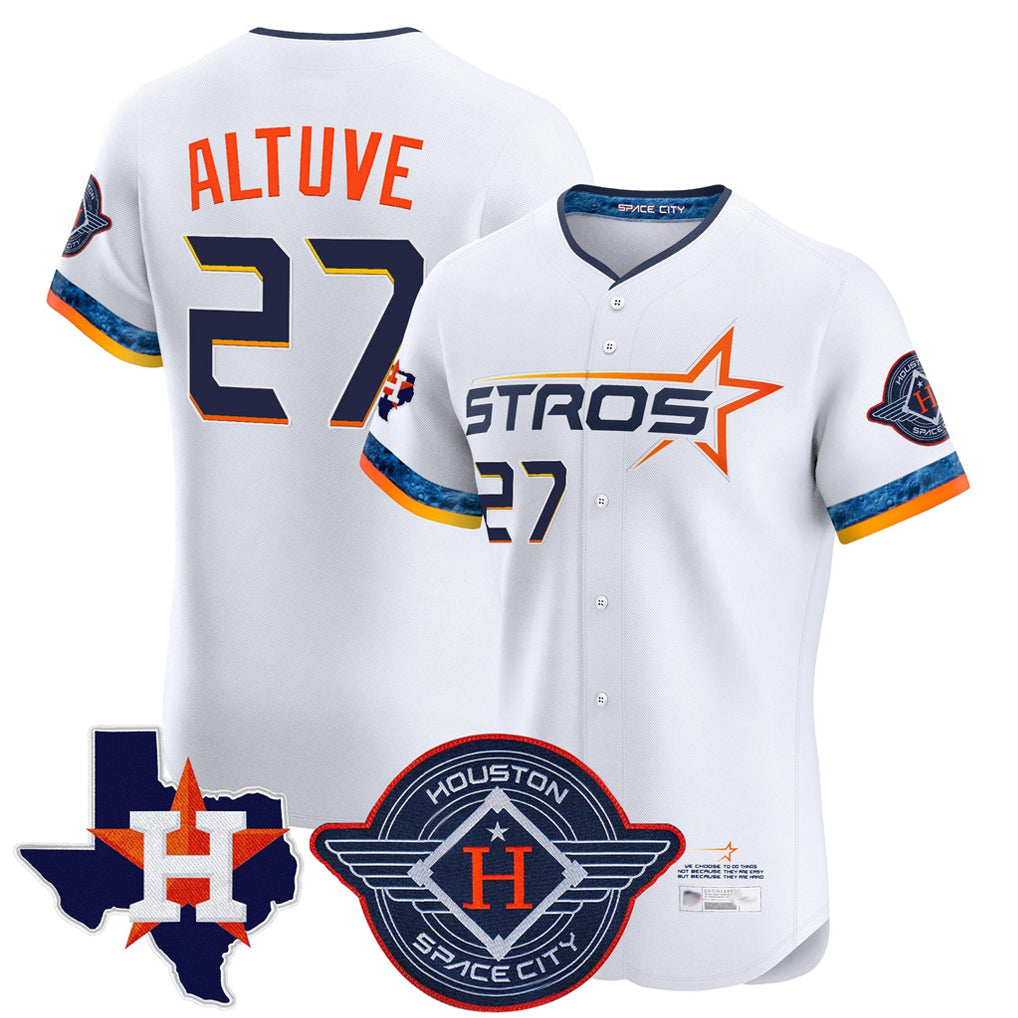 Silnrao H.Astros #27 Jose Altuve Player White City Connect Texas Patch Vapor Premier Limited Elite Home Stitched Jerseys