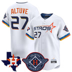 Silnrao H.Astros #27 Jose Altuve Player White City Connect Texas Patch Vapor Premier Limited Home Stitched Jerseys