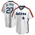 Silnrao H.Astros #27 Jose Altuve Player White Cooperstown Collection T-shirt Stitched Jerseys