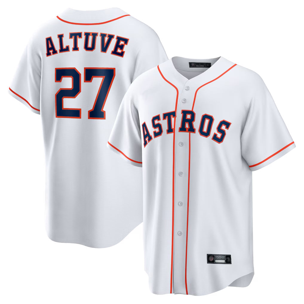 Silnrao H.Astros #27 Jose Altuve Player White Home Game Stitched Jerseys