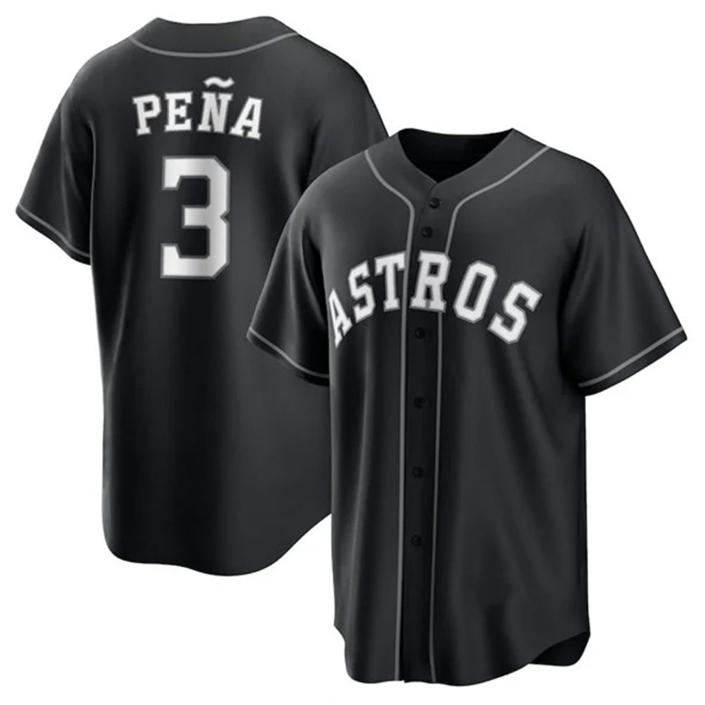 Silnrao H.Astros #3 Jeremy Pe?a Player Black Home Game Stitched Jerseys