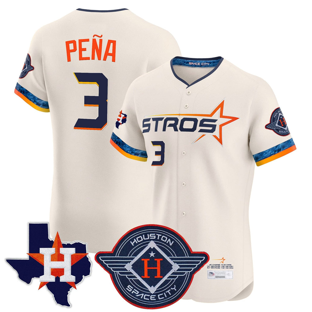 Silnrao H.Astros #3 Jeremy Pe?a Player Cream City Connect Texas Patch Vapor Premier Limited Elite Home Stitched Jerseys