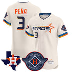 Silnrao H.Astros #3 Jeremy Pe?a Player Cream City Connect Texas Patch Vapor Premier Limited Elite Home Stitched Jerseys