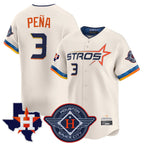 Silnrao H.Astros #3 Jeremy Pe?a Player Cream City Connect Texas Patch Vapor Premier Limited Home Stitched Jerseys