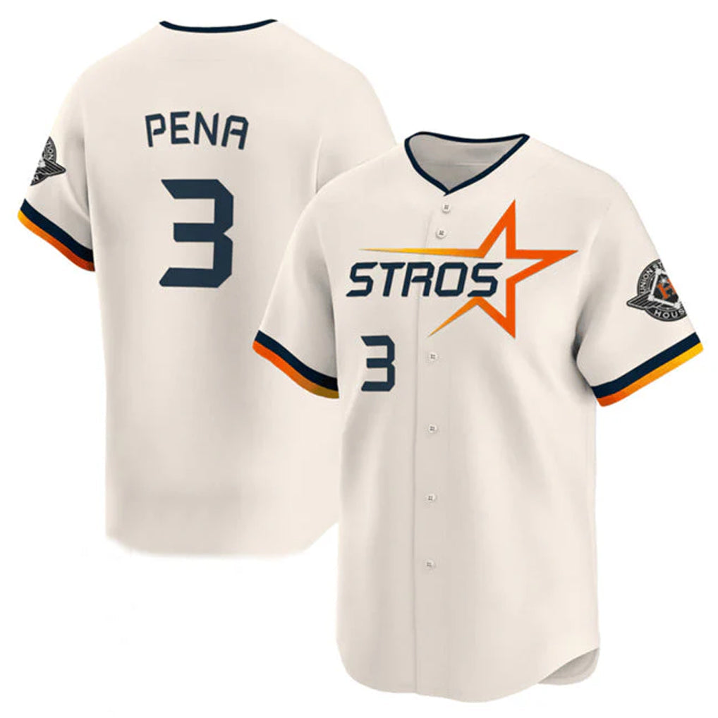 Silnrao H.Astros #3 Jeremy Pe?a Player Cream Limited Home Stitched Jerseys