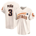 Silnrao H.Astros #3 Jeremy Pe?a Player Cream Throwback Cooperstown Collection Limited Stitched Jerseys