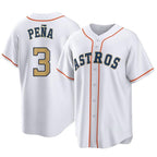 Silnrao H.Astros #3 Jeremy Pe?a Player Gold Collection Game Home Stitched Jerseys