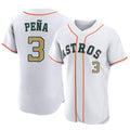 Silnrao H.Astros #3 Jeremy Pe?a Player Gold Collection Limited Elite Home Stitched Jerseys