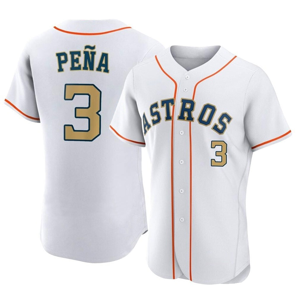 Silnrao H.Astros #3 Jeremy Pe?a Player Gold Collection Limited Elite Home Stitched Jerseys