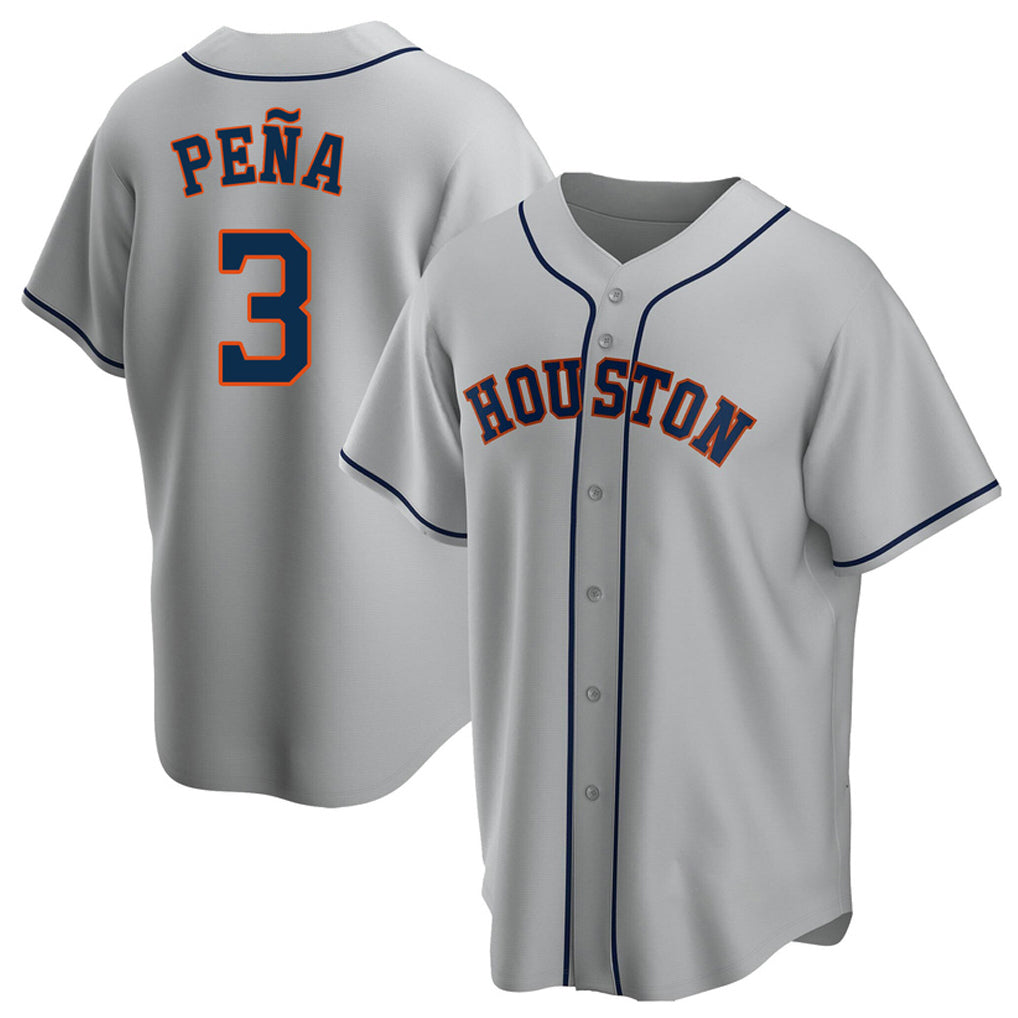 Silnrao H.Astros #3 Jeremy Pe?a Player Gray Home Game Stitched Jerseys