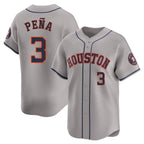 Silnrao H.Astros #3 Jeremy Pe?a Player Gray Home Game Stitched Jerseys