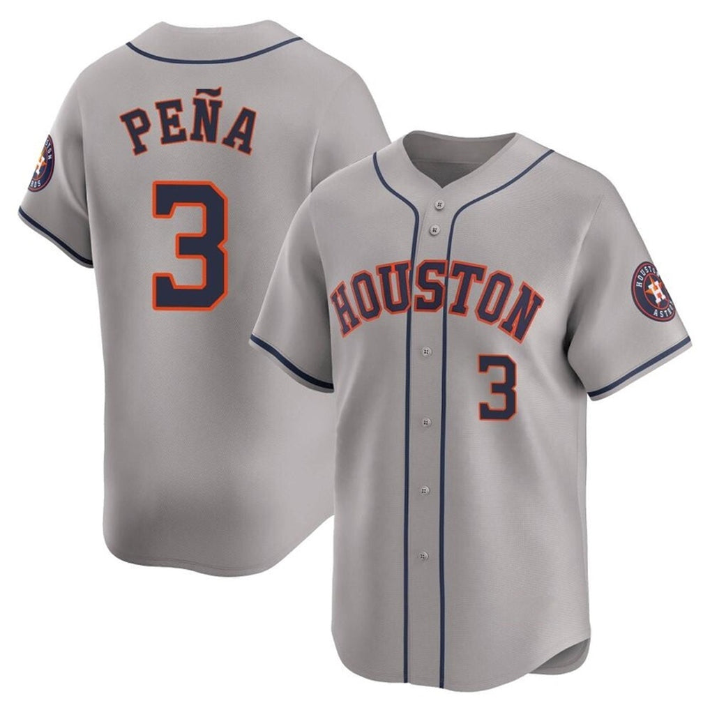 Silnrao H.Astros #3 Jeremy Pe?a Player Gray Home Game Stitched Jerseys