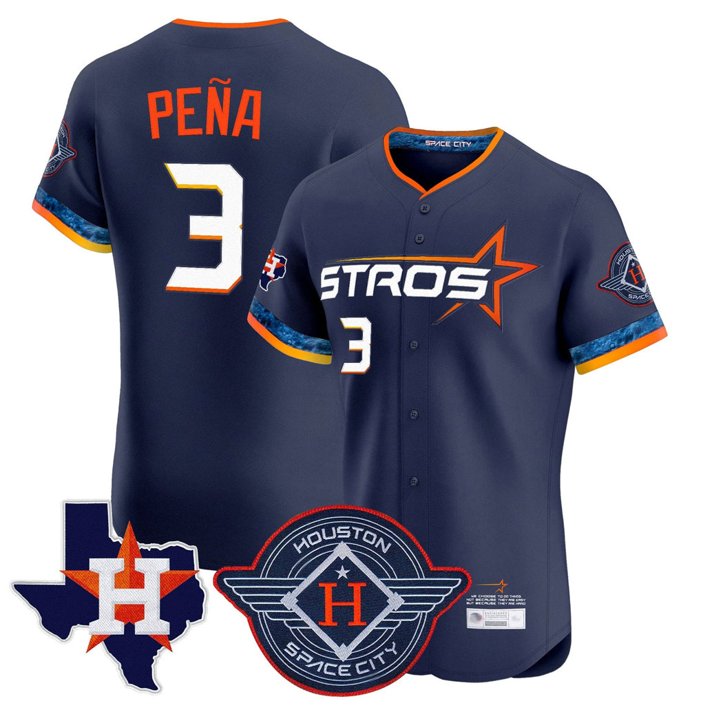Silnrao H.Astros #3 Jeremy Pe?a Player Navy City Connect Limited Elite Home Stitched Jerseys