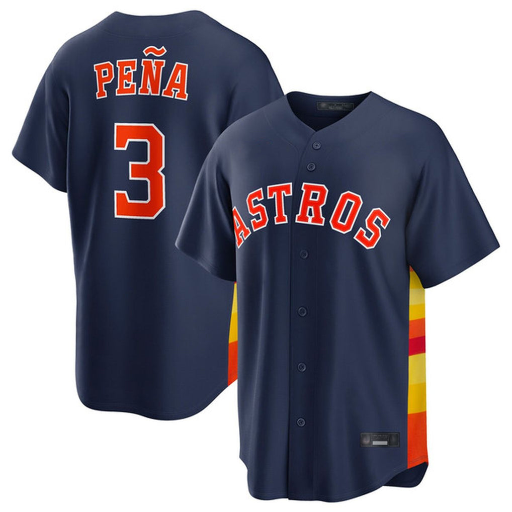 Silnrao H.Astros #3 Jeremy Pe?a Player Navy Home Game Stitched Jerseys