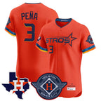 Silnrao H.Astros #3 Jeremy Pe?a Player Orange City Connect Texas Patch Vapor Premier Limited Elite Home Stitched Jerseys