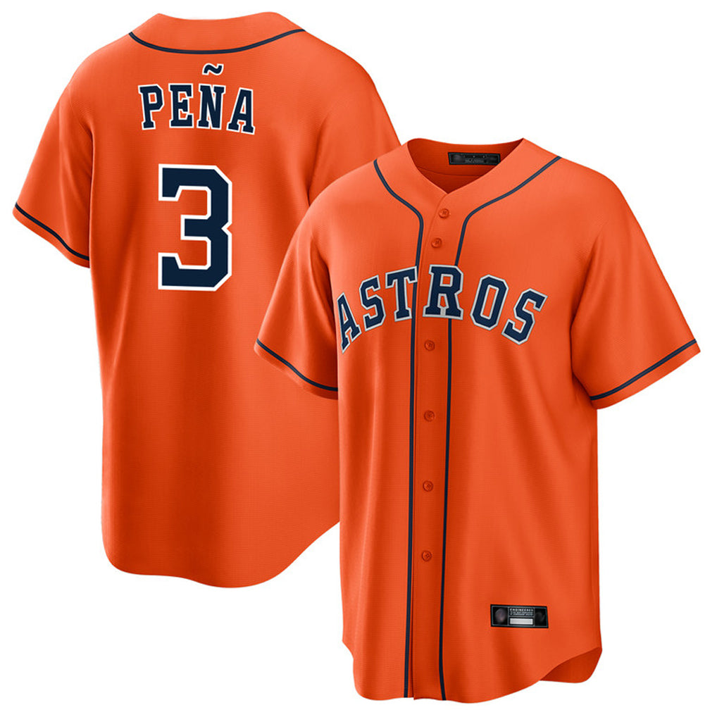 Silnrao H.Astros #3 Jeremy Pe?a Player Orange Home Game Stitched Jerseys