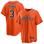 Silnrao H.Astros #3 Jeremy Pe?a Player Orange Home Game Stitched Jerseys