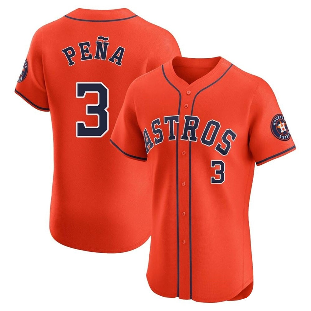 Silnrao H.Astros #3 Jeremy Pe?a Player Orange Home Limited Elite Stitched Jerseys