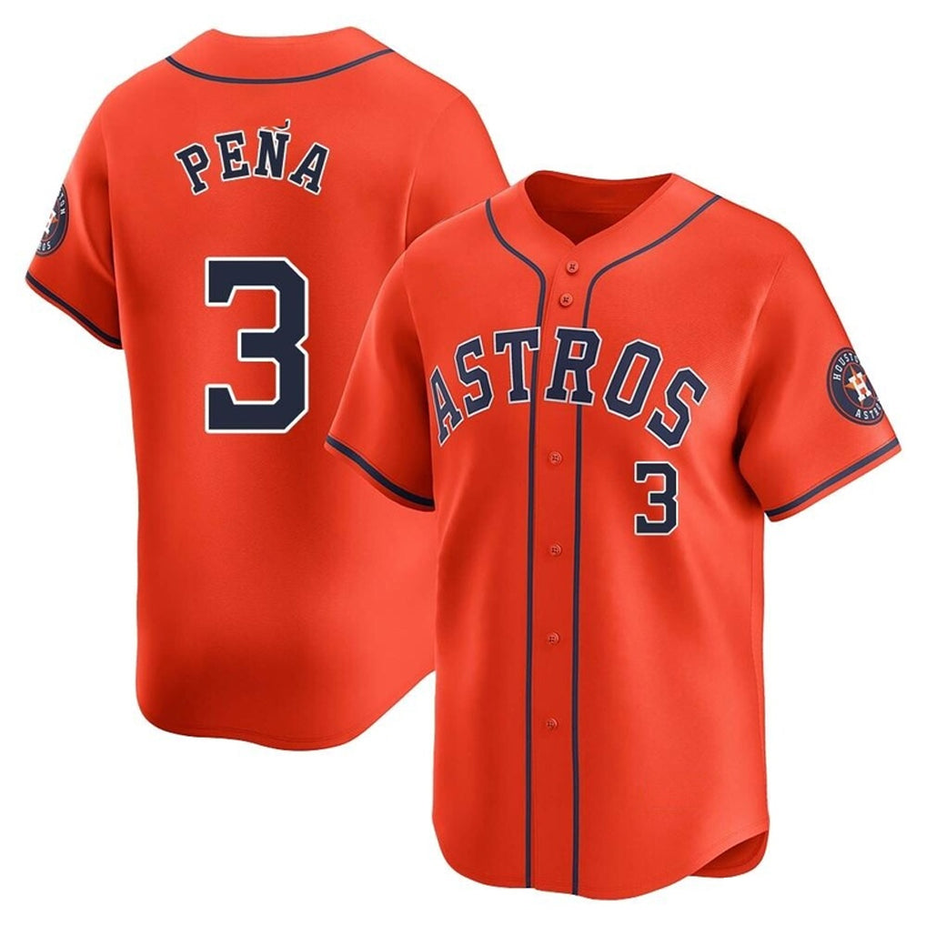 Silnrao H.Astros #3 Jeremy Pe?a Player Orange Home Limited Stitched Jerseys