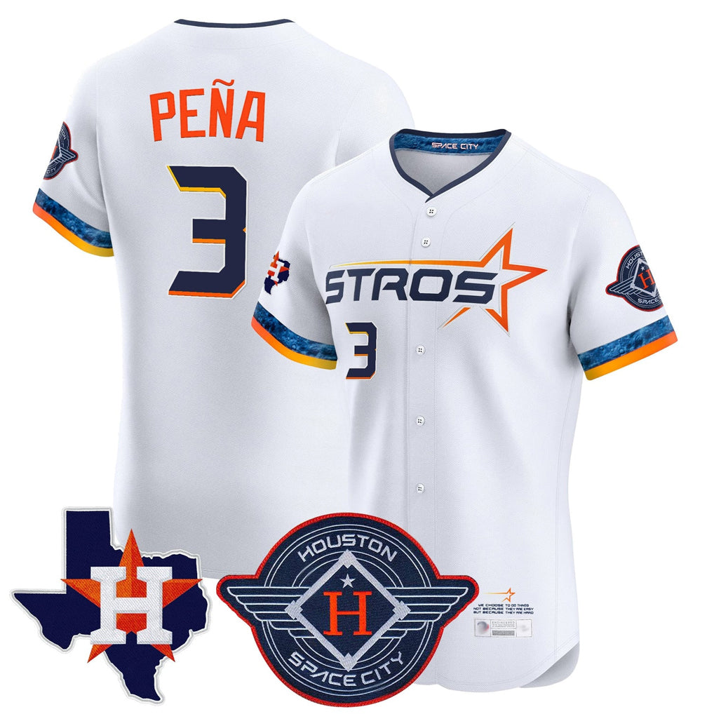 Silnrao H.Astros #3 Jeremy Pe?a Player White City Connect Texas Patch Vapor Premier Limited Elite Home Stitched Jerseys