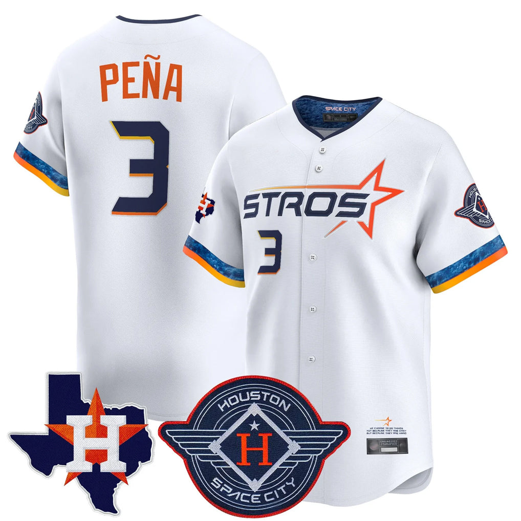 Silnrao H.Astros #3 Jeremy Pe?a Player White City Connect Texas Patch Vapor Premier Limited Home Stitched Jerseys